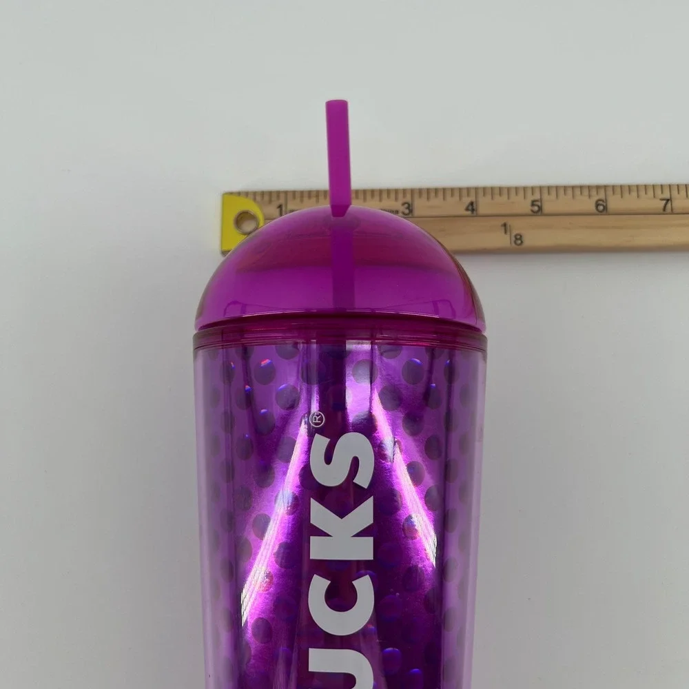 Starbucks Purple Polka Dot Dome Lid Cold‎ Cup Tumbler 24oz Venti